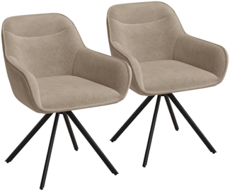 skølm 'Thokk' Esszimmerstühle, 2er Set, taupe, gepolsterter Leinenbezug, höhenverstellbar & drehbar, bis 150 kg belastbar