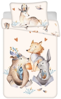 Animals Woodland Kinderbettwäsche – Bettbezug 100x135 cm & Kissenbezug 40x60 cm