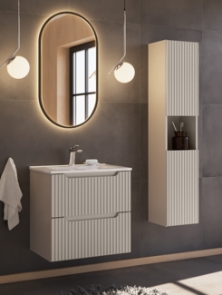 Badmöbel Set 3-teilig mit 60cm Waschtisch, kaschmir, NEWPORT-56-CASHMERE