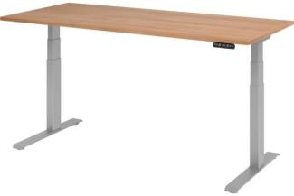 Sitz-Steh-Schreibtisch elektrisch 180x80 cm Nussbaum/Silber
