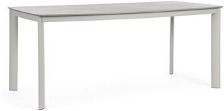 Gartenesstisch Alcora aus Aluminium und Stein, modern, beige Saturn, 180x90 cm, für 4–6 Personen