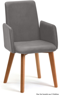 Armlehnstuhl (8er-Set) Darcie 52 x 92 x 60 Eiche geölt/Grau