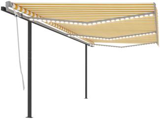 vidaXL Markise Manuell Einziehbar mit LED 6x3 m Gelb & Weiß 3070203