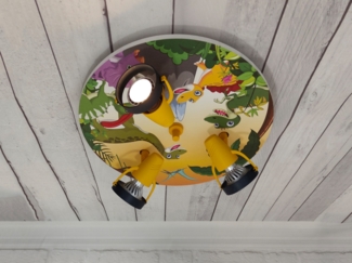 Coole LED Deckenleuchte mit Dino Motiv Kinderzimmer 3 flammig schwenkbar Ø35cm
