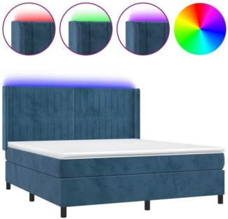 vidaXL Boxspringbett mit Matratze & LED Dunkelblau 160x200 cm Samt 3139695
