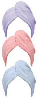 WISHDOR Turban-Handtuch 3er Haartuch Turban Haarhandtuch Kopf Handtuch Haartrocknungshandtuch, Mikrofaser (aus Mikrofaser mit Knopfdesign, 3-St), zum Trocknen der Haare Super Saugfähig für Haar alle Haartypen