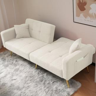 Ulife Schlafsofa mit Winkel, goldenen Beinen, Kissen und seitlichen Taschen, 1 Teile, 175*64*72cm