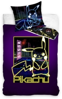 POKEMON JUEGO DE CARTAS Kinderbettwäsche Pokémon Neon Bettwäsche 140×200cm, 70×90cm 100% Baumwolle, 100% Baumwolle