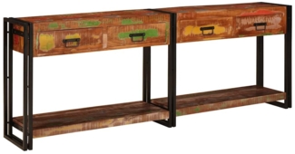 vidaXL Konsolen-Tische mit Regal 2 pcs Mehrfarbig Massivholz Altholz 3324228