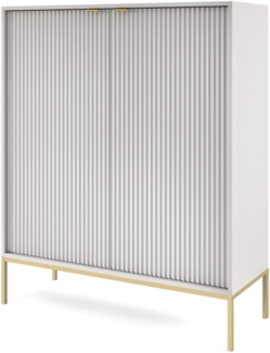 AX LIVING Modern Kommode Eternas K104 mit Lamellenfront 104 cm Grau