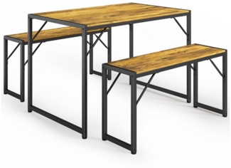 Bealife Essgruppe Set, 3-tlg, Esstisch-Set für 4 Personen mit 2 Bänken