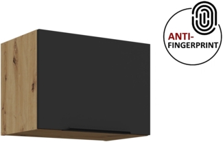 Küchen Hängeschrank 50 cm ARIA Schwarz ultra matt + Eiche Artisan matt, hochwertige Fronten mit Anti Fingerprint Beschichtung Küchenzeile Küchenblock