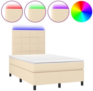 vidaXL Boxspringbett mit Matratze & LED Creme 120x200 cm Stoff, Härtegrad: H2 [3134866]