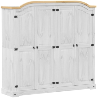 vidaXL Kleiderschrank Corona Weiß 194x52x186 cm Massivholz Kiefer 4012163