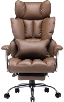 Ergonomischer Bürostuhl 200 kg PU Leder Chefsessel Fußstütze Lendenwirbelstütze