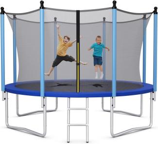 COSTWAY Trampolin mit Leiter Sprungmatte Sicherheitsnetz & Randabdeckung Trampolin Komplettset, Ø 244cm