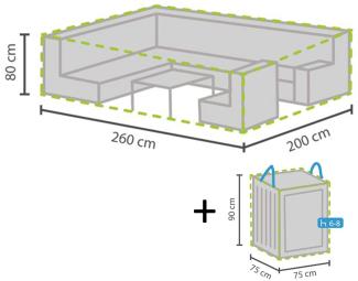 Schutzhülle Abdeckung 260x200cm für Garten Lounge Set + Hülle für 6-8 Kissen