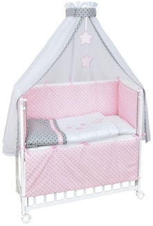 Baby-Delux Beistellbett Babybett Magic Stars Rosa, Stillbett 90x40 weiß höhenverstellbar, Matratze inkl. komplett Set