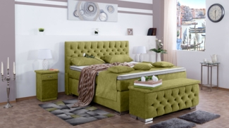 Meisterbetten Boxspringbett Acon 200x220 in DS-Apfelgrün, Matratzenbezug Nano, Ergoflex-Topper