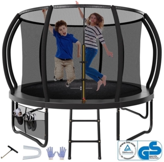 HOMALL Gartentrampolin Trampolin Ø305/366cm Kindertrampolin,mit Leiter,1 Set, Ø 366 cm, Sicherheitsnetz,Schuhnetz,Hinzufügen von 4 neuen Pleuelstangen