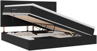 vidaXL Bett mit Stauraum und LED mit LED Schwarz 200 x 200 cm Samt 3372629