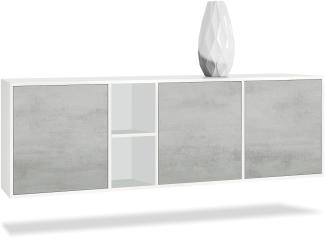 Vladon Kommode Cuba - Weiß matt/Beton Oxid Optik - Modernes Sideboard für Ihr Wohnbereich - (BxHxT) 182 x 53 x 35 cm