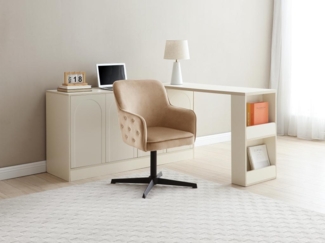 Vente-unique - Bürostuhl - Samt - Beige & Schwarz - CAPULI von Pascal Morabito