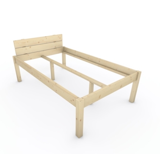 Pfostenbett "metallarm" Fichte Holzbett "Daybett" 120 x 200cm 58cm Einzelbett