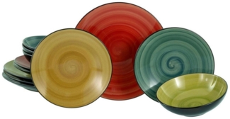 CreaTable Tafelservice Samoa bunt Tellerset 12-tlg (12-tlg), Steinzeug