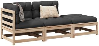 vidaXL 3-tlg. Garten-Sofagarnitur mit Kissen Massivholz Kiefer 3295830