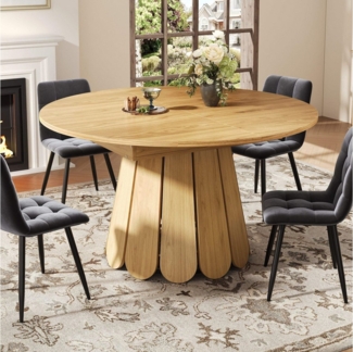 IDEASY Esstisch Erweiterbarer Esstisch,Tisch, Ausziehbar 118-158 cm, für 6 Personen (1 Tisch), Ausziehbares Design, Formwandel von rund zu oval, Holzoberfläche