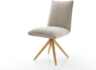 Drehstuhl Lelio-Flex Webstoff Soft Beige Holzgestell kantig Natur 180° drehbar Taschenfederkern