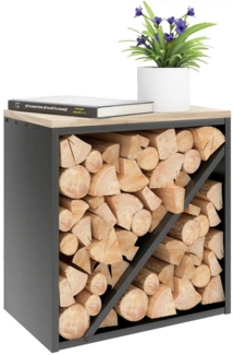 BlingBin Kaminholzregal 2-in-1 erhöhtes Brennholzregal mit Trenner Kaminholzständer, BxTxH:58 x 36 x 60 cm, (1er Set, 1-St, 58 x 36 x 60 cm), für Kamin Ofen Feuerholzregal Holzregal für Feuerholz, Brennholz