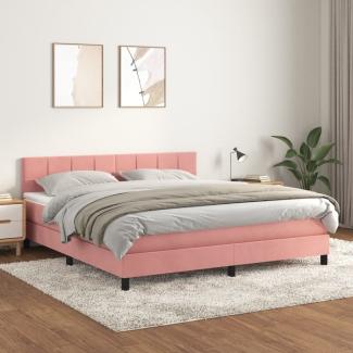 vidaXL Boxspringbett mit Matratze Rosa 160x200 cm Samt 3141316