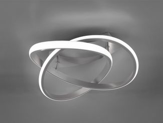 LED Deckenleuchte COURSE Silber mit Stufen Dimmer, 4000K Neutralweiß, Ø 45cm