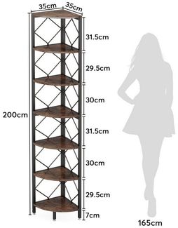 Celya Eckregal 7-Ebenen Eckregal, 200cm extra hohes Eck-Bücherregal