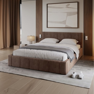 FDM Polsterbett FLORIDA Bettgestell 90x200, 120x200, 140x200, 160x200, 180x200cm (Polsterbett modern mit Bettkasten MADE IN EU - mit hochwertigem Velours Bezug, verfügbar 90x200 120x200 140x200 160x200 180x200cm, Bettrahmen, Bett, mit großen gepolstert...