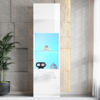 BlingBin Stauraumvitrine Hochglanz Vitrinenschrank (1-St, Glaseinlegeboden und Anti-Kipp-Vorrichtung) 45×35×160 cm mit LED-Beleuchtung, 16 Farben, 2 großen Stauraumfächern