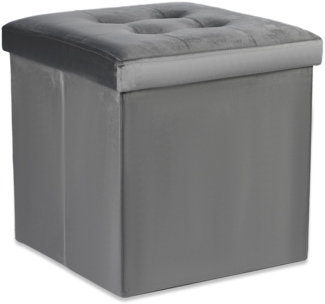 Valora Falthocker L Samt Grau Aufbewahrungssitz 38 x 38 x 38 cm