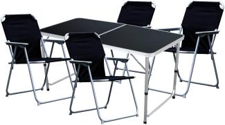 5-teiliges Campingmöbel Set Black Alu 120x60x58/70cm schwarz