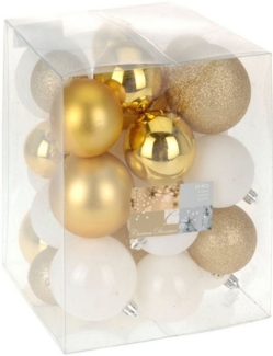 BURI Weihnachtsbaumkugeln 31er Set Gold & Weiß Christbaumkugeln Baumschmuck Kugeln
