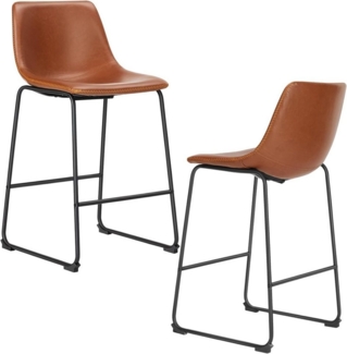 DUMOS Barhocker Barstuhl mit Sitzkissen leder Bar Stool mit lehne, 66 cm, 2er Set (2-teiliges Set)