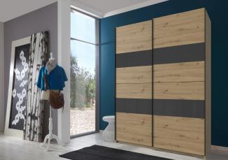 Kleiderschrank >Altona1< (B/H/T: 135x198x64 cm) in Artisan-Eiche-Nachbildung