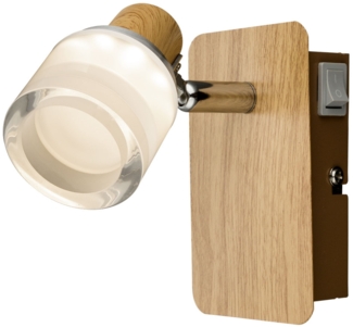 LED Wandleuchte, Holz Optik, Spot beweglich, H 12 cm