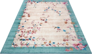 Kurzflor Teppich Orientalisch Gloriosa Creme Türkis - 120x160x0,7cm
