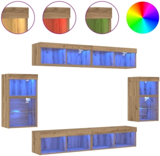 vidaXL TV-Schrankset Wandmontiert 8 pcs Artisan-Eiche Holzwerkstoff 3334387