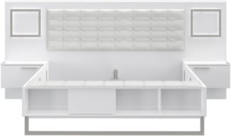 FORTE Sirius Crown Bett + Nakos mit LED Beleuchtung, Holzwerkstoff, Weiß/Grau, 266,8 x 119,7 x 234,5 cm