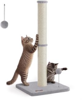 Feandrea Kratzbaum, 85 cm hoch, Kratzsäule, Katzenbaum, Kratzstamm für Kätzchen und Normale ausgewachsene Katzen, Sisalstamm, mit Plüschball und Glocke