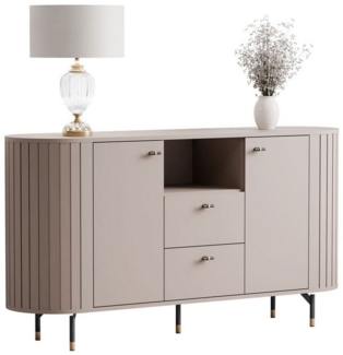 Lookway Kommode ELODIE 150 2D2S mit Soft-Close, Fräsfronten & Metallbeinen (1x Kommode), Breite: 150 cm