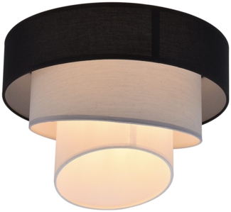 ZMH Deckenleuchte Wohnzimmer Deckenlampe Stoff Lampenschirm Ø40cm Warmweiß E27 Modern Schwarz